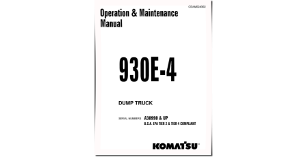 930E-4 (SN from A30990) Tier 2, Tier 4 Electric Dump Trucks (USA) Operate and Maintenance manual (CEAM024302)