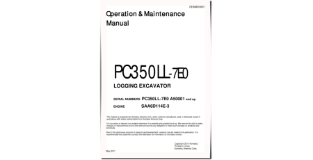 PC350LL-7 (SN from A50001) Log Loaders (USA) Operate and Maintenance manual (CEAM024601)