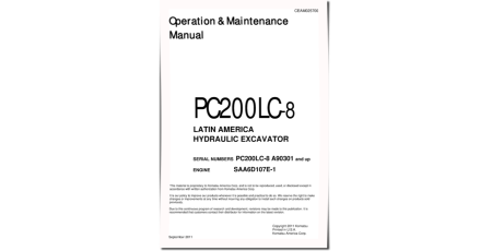 PC200LC-8 (SN from A90301) Crawler Excavators (Latin America) Operate and Maintenance manual (CEAM025700)
