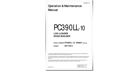 PC390LL-10 (SN: A50601-) Log Loaders and Road Builders (USA) Operate and Maintenance manual (CEAM027101)