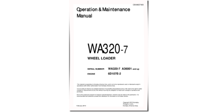 WA320-7 (SN from A36001) 4WD Wheeled Loaders (USA) Operate and Maintenance manual (CEAM027400)