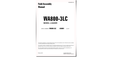 WA800-3-LC (SN from A50001) 4WD Wheeled Loaders (USA) Field Assembly Manual (CEAWD00100)