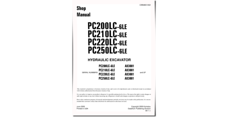 PC200LC-6, PC210LC-6, PC220LC-6 and PC250LC-6 Crawler Excavators (USA) Workshop Manual (CEBD001002)
