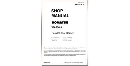 WA250PT-3 (SN from A75001) Parallel Tool Cariers (Japan) Workshop Manual (CEBM001801)