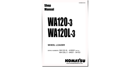 WA120-3 and WA120L-3 4WD Wheeled Loaders (Japan) Workshop Manual (CEBD002002)