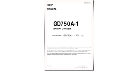GD750A-1 (SN from 7001) Motor Graders (USA) Workshop Manual (CEBM002104)