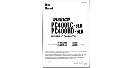 PC400HD-6LK and PC400LC-6LK (SN: A83001-85000) Crawler Excavators (USA) Workshop Manual (CEBD002502)