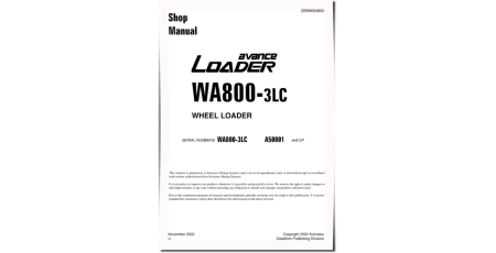 WA800-3-LC (SN from A50001) 4WD Wheeled Loaders (USA) Workshop Manual (CEBM003803)