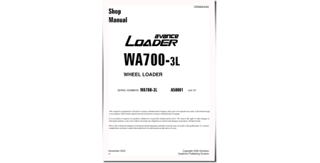 WA700-3-L (SN from A50001) 4WD Wheeled Loaders (USA) Workshop Manual (CEBM004402)