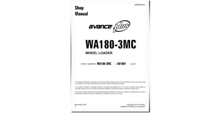 WA180-3-MC (SN from A81001) 4WD Wheeled Loaders (Japan) Workshop Manual (CEBD005002)