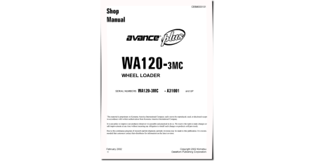 WA120-3-MC (SN from A31001) 4WD Wheeled Loaders (Japan) Workshop Manual (CEBD005101)
