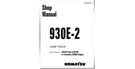 930E-2 (SN: A30156-30180) Electric Dump Trucks w.Cummins QSK60 Engines (USA) Workshop Manual (CEBD006502)