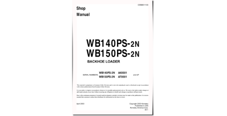 WB140PS-2-N and WB150PS-2-N Backhoe Loaders (USA) Workshop Manual (CEBD011100)
