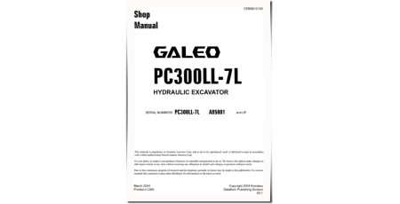 PC300LL-7L (SN from A85001) Log Loaders (USA) Workshop Manual (CEBD012100)