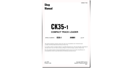CK35-1 (SN from A40001) Compact Track Loaders (USA) Workshop Manual (CEBD017500)