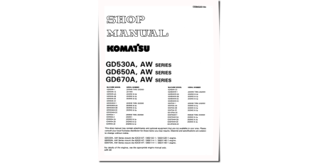 GD530A(W)-1, GD530A(W)-2, GD650A(W)-1, GD650A(W)-2, GD670A(W)-1, GD670A(W)-2 Motor Graders (USA) Workshop Manual (CEBDG65194)