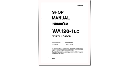 WA120-1-LC (SN from A20001) 4WD Wheeled Loaders (Japan) Workshop Manual (CEBDW16040)