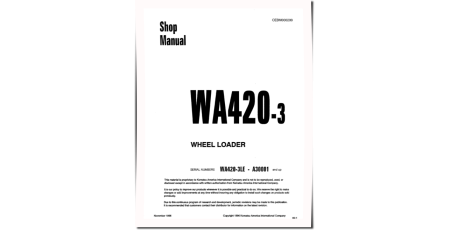WA420-3-L (SN from A30001) 4WD Wheeled Loaders (Japan) Workshop Manual (CEBM000200)