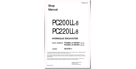 PC200LL-8 and PC220LL-8 (SN from A87001) Excavator Loggers (USA) Workshop Manual (CEBM001505)
