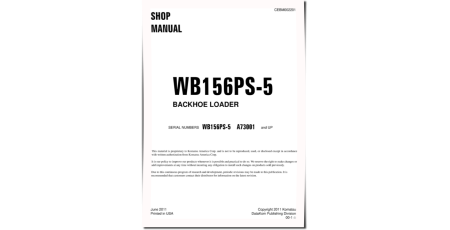 WB156PS-5 (SN from A73001) Backhoe Loaders (USA) Workshop Manual (CEBM002201)