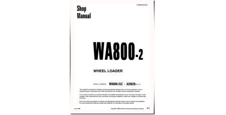 WA800-2-LC (SN from A20020) 4WD Wheeled Loaders (USA) Workshop Manual (CEBM002400)