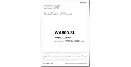 WA600-3-L (SN from A52001) 4WD Wheeled Loaders (USA) Workshop Manual (CEBM002801)