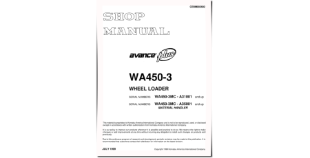 WA450-3-MC 4WD Wheeled Loaders and WA450-3-MC Material Handlers (Japan) Workshop Manual (CEBM003602)