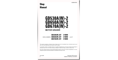 GD530A(W)-2-EY, GD650A(W)-2-EY, GD670A(W)-2-EY (SN. from 210098) Motor Graders (USA) Workshop Manual (CEBM003902)