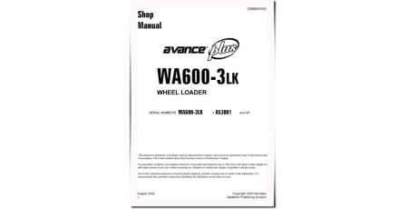 WA600-3-LK (SN from A53001) 4WD Wheeled Loaders (USA) Workshop Manual (CEBM005502)
