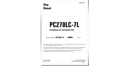 PC270LC-7L (SN from A86001) Crawler Excavators (USA) Workshop Manual (CEBM005905)