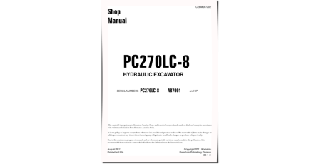 PC270LC-8 (SN from A87001) Crawler Excavators (USA) Workshop Manual (CEBM007202)