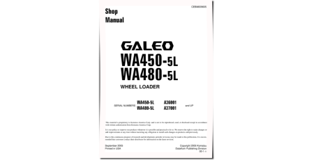 WA450-5-L and WA480-5-L 4WD Wheeled Loaders Workshop Manual (CEBM009605)
