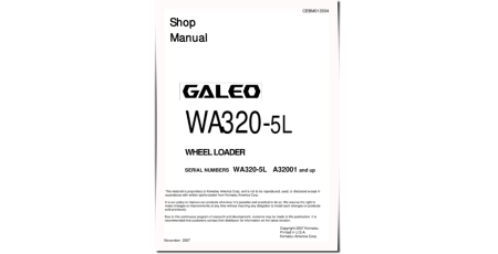 WA320-5L (SN from A32001) 4WD Wheeled Loaders (Japan) Workshop Manual (CEBM012004)