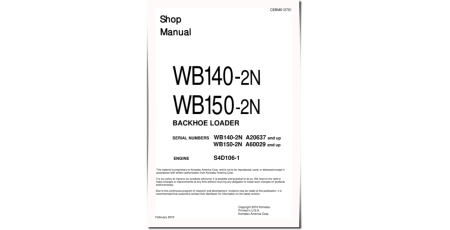 WB140-2-N and WB150-2-N Backhoe Loaders (USA) Workshop Manual (CEBM012701)