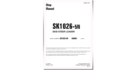 SK1026-5-N (SN from A80001) Skid Steer Loaders (USA) Workshop Manual (CEBM014201)