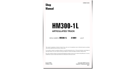 HM300-1-L (SN from A10001) Articulated Dump Trucks (USA) Workshop Manual (CEBM015200)