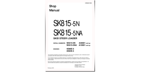 SK815-5 and SK815-5-NA Skid Steer Loaders with 4D88E-5, 4D84E-5 engines (USA) Workshop Manual (CEBM015901)