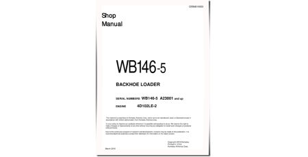 WB146-5 (SN from A23001) Backhoe Loaders with 4D102LE-2 engine (USA) Workshop Manual (CEBM016503)
