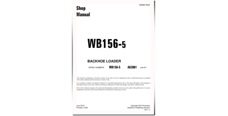 WB156-5 (SN from A63001) Backhoe Loaders (USA) Workshop Manual (CEBM016602)
