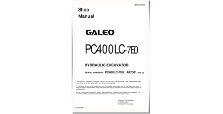 PC400LC-7 (SN from A87001) Crawler Excavators (USA) Workshop Manual (CEBM016902D)