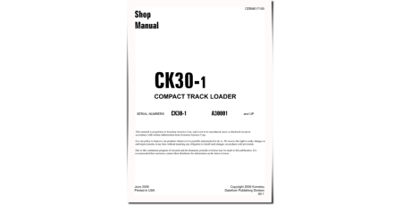 CK30-1 (SN from A30001) Compact Track Loaders (USA) Workshop Manual (CEBM017100D)
