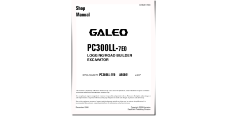 PC300LL-7 (SN from A86001) Log Loaders (USA) Workshop Manual (CEBM017800D)