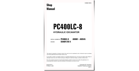 PC400LC-8 (SN: A88001-88545) Crawler Excavators wiith SAA6D125E-5 engines (USA) Workshop Manual (CEBM018803)