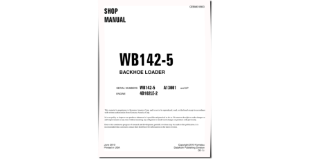 WB142-5 (SN from A13001) Backhoe Loaders with 4D102LE-2 Engine (USA) Workshop Manual (CEBM018903)