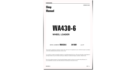WA430-6 (SN: A41001-41999) 4WD Wheeled Loaders (USA) Workshop Manual (CEBM019402)