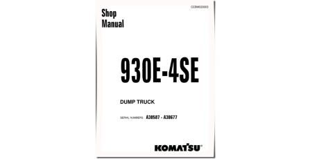 930E-4-SE (SN: A30587-30677) Electric Dump Trucks (USA) Workshop Manual (CEBM020003)