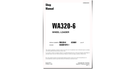 WA320-6 (SN from A35001) 4WD Wheeled Loaders with SAA6D107E-1 engines (USA) Workshop Manual (CEBM022801)