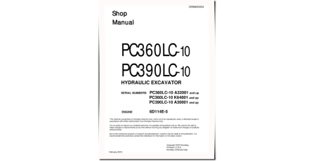 PC360LC-10 (SN:A32001-, K64001-), PC390LC-10 (SN:A30001-) Crawler Excavators w.6D114E-5 engines Workshop Manual (CEBM025204)
