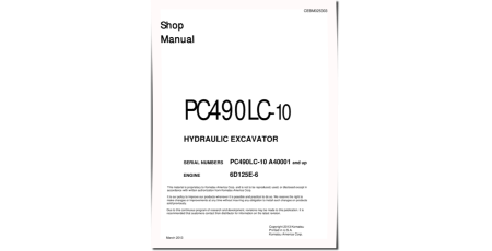 PC490LC-10 (SN from A40001) Crawler Excavators with 6D125E-6 engines (USA) Workshop Manual (CEBM025303)