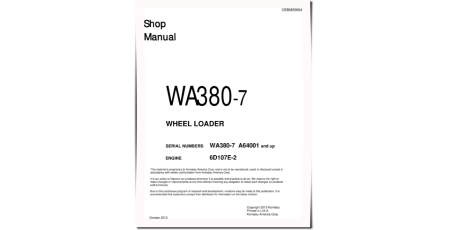 WA380-7 (SN from A64001) 4WD Wheeled Loaders with 6D107E-2 engines (USA) Workshop Manual (CEBM025604)